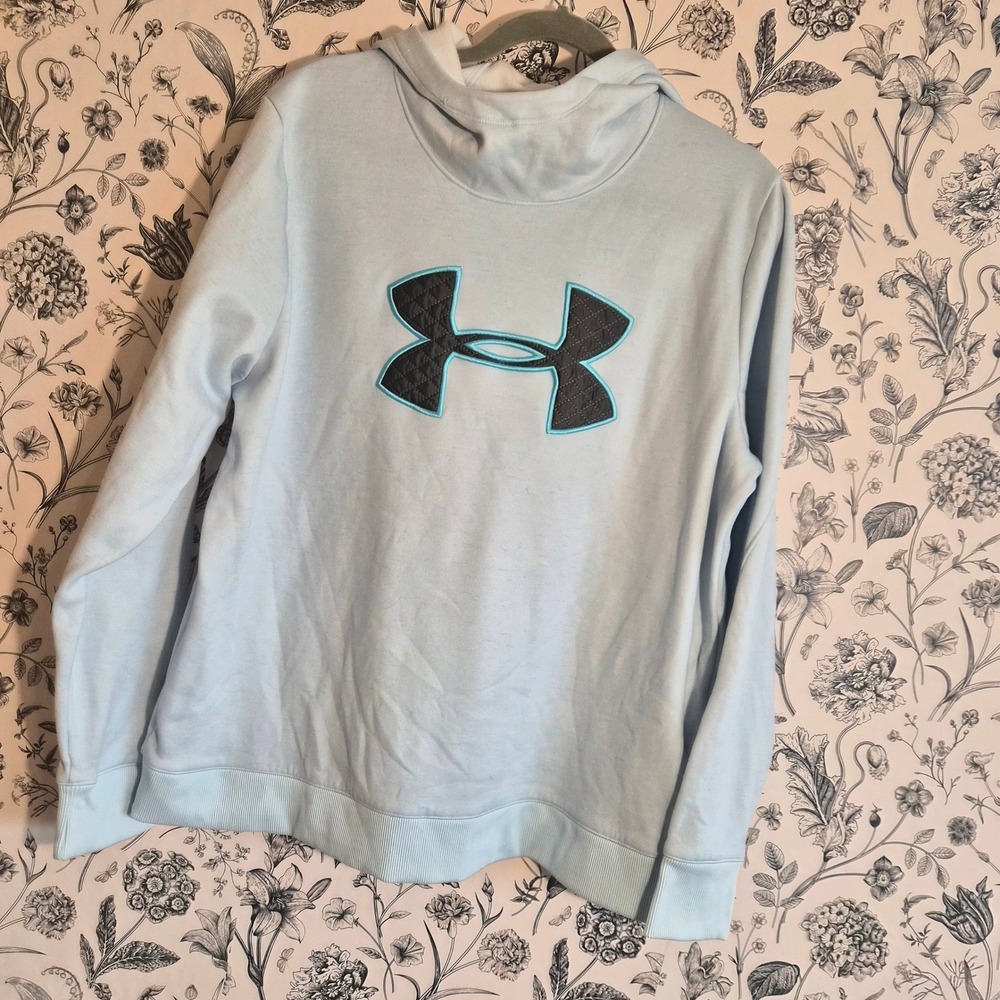 Under Armour ColdGear Womens XL Light Blue Hoodie Logo Athleisure Sporty Chic